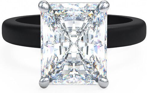 Rinfit Thin Silicone Ring with Stone - Emerald Cut Cubic Zirconia Solitaire Promise Ring for Her - Rubber Wedding Bands Women - Patent Pending in Kuwait