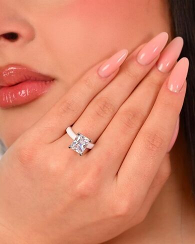 Rinfit Thin Silicone Ring with Stone - Emerald Cut Cubic Zirconia Solitaire Promise Ring for Her - Rubber Wedding Bands Women - Patent Pending in Kuwait