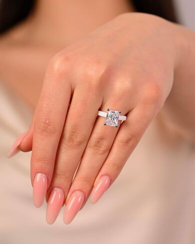 Rinfit Thin Silicone Ring with Stone - Emerald Cut Cubic Zirconia Solitaire Promise Ring for Her - Rubber Wedding Bands Women - Patent Pending in Kuwait