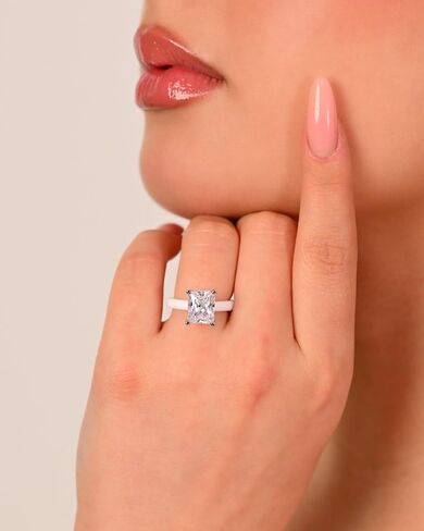 Rinfit Thin Silicone Ring with Stone - Emerald Cut Cubic Zirconia Solitaire Promise Ring for Her - Rubber Wedding Bands Women - Patent Pending in Kuwait