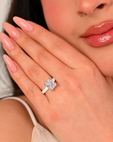 Rinfit Thin Silicone Ring with Stone - Emerald Cut Cubic Zirconia Solitaire Promise Ring for Her - Rubber Wedding Bands Women - Patent Pending in Kuwait