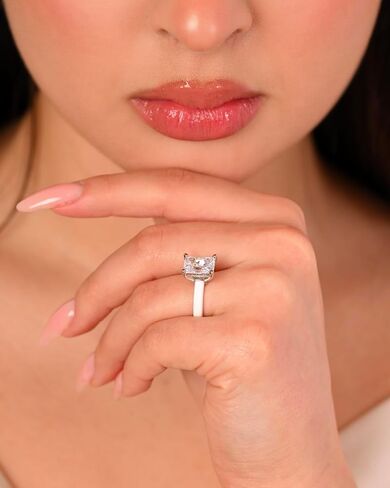 Rinfit Thin Silicone Ring with Stone - Emerald Cut Cubic Zirconia Solitaire Promise Ring for Her - Rubber Wedding Bands Women - Patent Pending in Kuwait