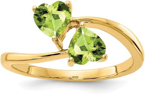 Sonia Jewels Solid 14k Yellow Gold 5mm Heart Simulated Peridot Ring in Kuwait