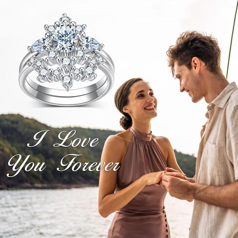 2.0 Carat(ctw) Oval-Cut Moissanite Engagement Rings Sets for Women,10K 14K 18K Real Gold Three Stones Wedding Rings Sets,Bridal Ring Set for Her in Saudi Arabia