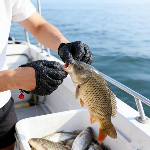 2Pcs Fishing Gloves with Magnet Release - Professional Anti-Slip Catch Fish Gloves,Puncture Proof Ice Fishing Glove for Handling,Catching,Cleaning,Hunting,Fisherman Fishing Accessories in Saudi Arabia