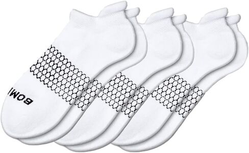 BOMBAS Women's Solid White Ankle Socks, 6-Pack Cushioned Low Cut Athletic Socks, Size Medium (7.5-11) in Kuwait