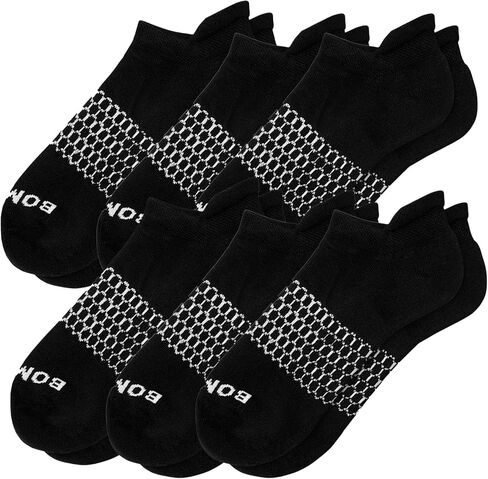 BOMBAS Women's Solid Black Ankle Socks, 6-Pack Cushioned Athletic Low Cut Socks, Size Medium (7.5-11) in Kuwait