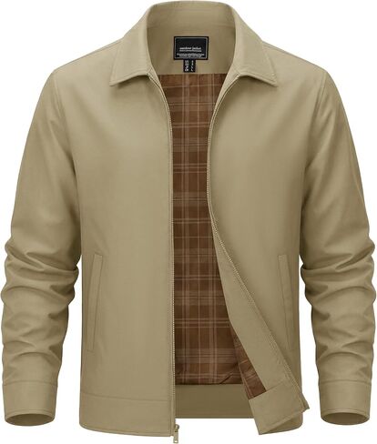 TACVASEN Men's Lightweight Jackets Full Zip Laydown Collar Windbreaker Jacket Casual Golf Light Coat with Pockets in Saudi Arabia