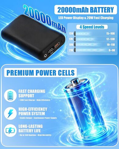 21V Cooling Fan Vest for Men and Women, With Max 12000 RPM 2 Fan & Up to 16 Hours Runtime 20000mAh Battery in Kuwait
