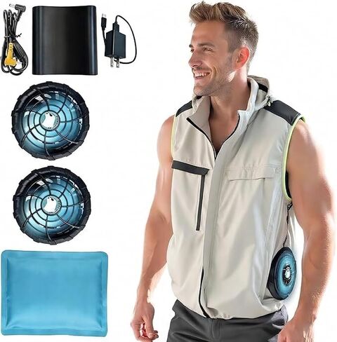 Cooling Fan Vest for Men & Women Breathable Safety vest with 16000mAh Battery 12V Fan 4-Speed Airflow in Saudi Arabia