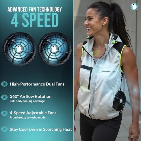 Cooling Fan Vest for Men & Women Breathable Safety vest with 16000mAh Battery 12V Fan 4-Speed Airflow in Saudi Arabia