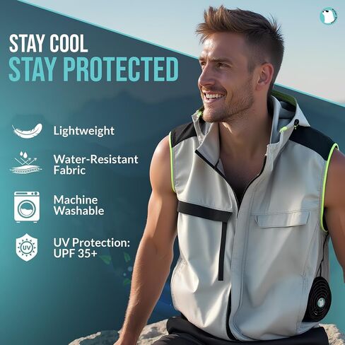 Cooling Fan Vest for Men & Women Breathable Safety vest with 16000mAh Battery 12V Fan 4-Speed Airflow in Saudi Arabia