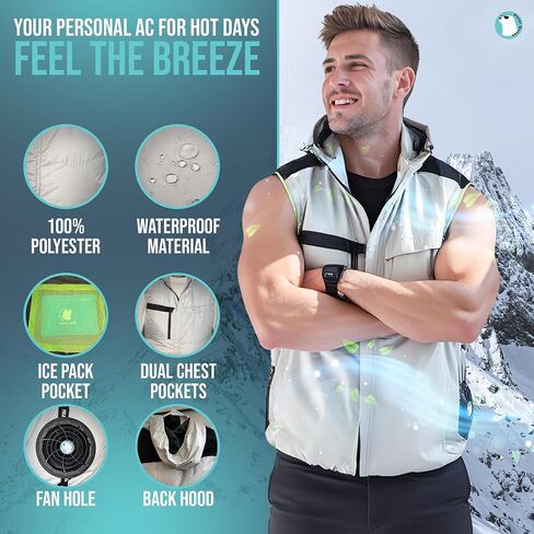 Cooling Fan Vest for Men & Women Breathable Safety vest with 16000mAh Battery 12V Fan 4-Speed Airflow in Saudi Arabia