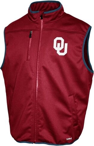 2Bhip NCAA Oklahoma Sooners OU Adult Mens College Red Mock Neck Softshell Full Zip Sleeveless Vest Jacket in Saudi Arabia