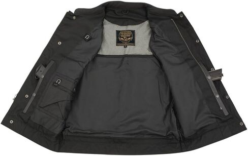 Milwaukee Leather Men's Barrage Flat Black Leather Motorcycle Club Style Vest - LKM3790 in Kuwait