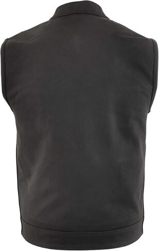 Milwaukee Leather Men's Barrage Flat Black Leather Motorcycle Club Style Vest - LKM3790 in Kuwait