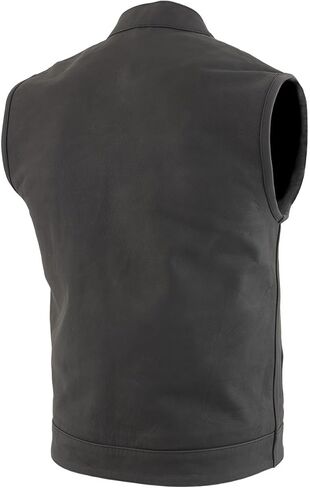 Milwaukee Leather Men's Barrage Flat Black Leather Motorcycle Club Style Vest - LKM3790 in Kuwait