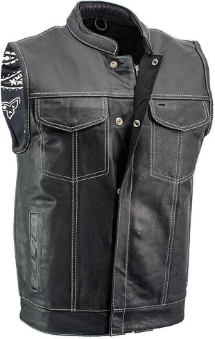 Milwaukee Leather Men's Barrage Flat Black Leather Motorcycle Club Style Vest - LKM3790 in Kuwait