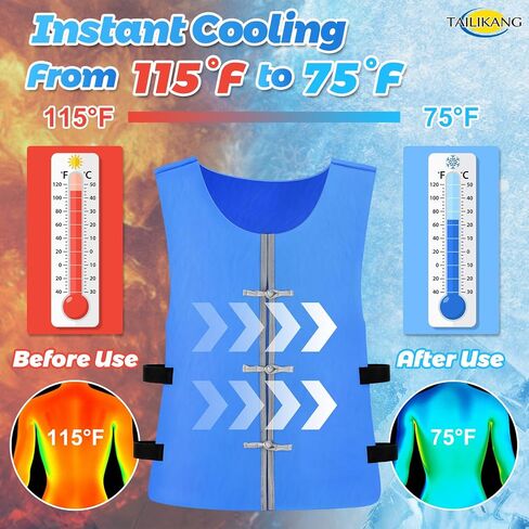 Cooling Vest for Men Women, Adjustable M-3XL Evaporative Cool Vest, Unisex Water Activated PVA Summer Ice Vest in Saudi Arabia