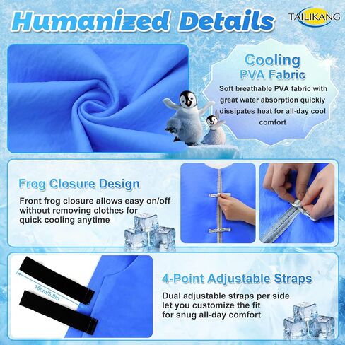 Cooling Vest for Men Women, Adjustable M-3XL Evaporative Cool Vest, Unisex Water Activated PVA Summer Ice Vest in Saudi Arabia