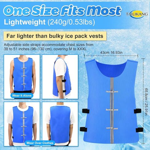 Cooling Vest for Men Women, Adjustable M-3XL Evaporative Cool Vest, Unisex Water Activated PVA Summer Ice Vest in Saudi Arabia