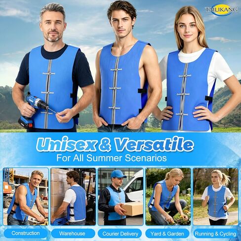 Cooling Vest for Men Women, Adjustable M-3XL Evaporative Cool Vest, Unisex Water Activated PVA Summer Ice Vest in Saudi Arabia