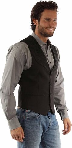 Jet Black Floral Vest by Scully in Saudi Arabia