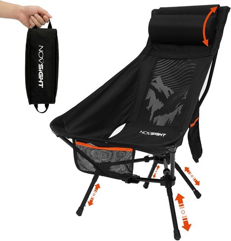 NOVSIGHT Camping Chairs - Folding Portable Camp Chair, High Back Camping Chair with Headrest, Outdoor Comfortable Camping Chair for Adults Hiking Backpacking in Saudi Arabia
