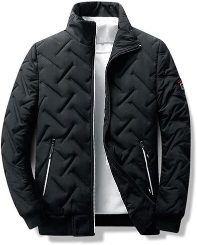 Men's Coat Solid Color Stand Collar Light Parka Men's Jacket Long-Sleeved Windbreaker Cotton Jacket Men's Jacket in Kuwait