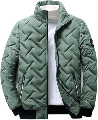 Men's Coat Solid Color Stand Collar Light Parka Men's Jacket Long-Sleeved Windbreaker Cotton Jacket Men's Jacket in Kuwait