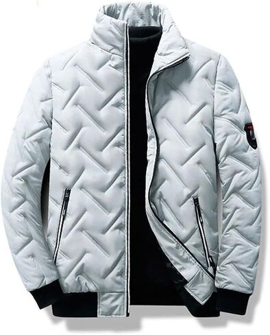 Men's Coat Solid Color Stand Collar Light Parka Men's Jacket Long-Sleeved Windbreaker Cotton Jacket Men's Jacket in Kuwait