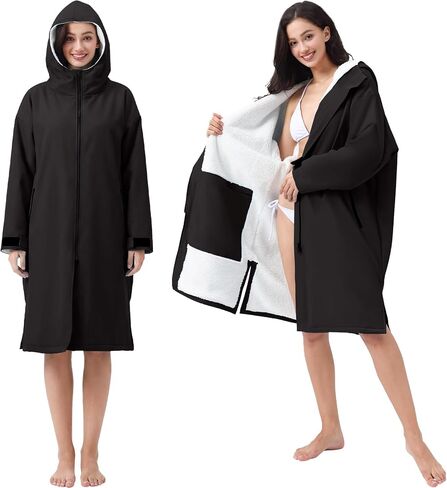 Swim Parka Women Men Windproof Sherpa-Lined Unisex Parka Quick-dry Coat Robe for Youth,Oversize Swimming Warm Jacket in Saudi Arabia