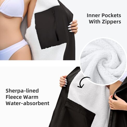 Swim Parka Women Men Windproof Sherpa-Lined Unisex Parka Quick-dry Coat Robe for Youth,Oversize Swimming Warm Jacket in Saudi Arabia