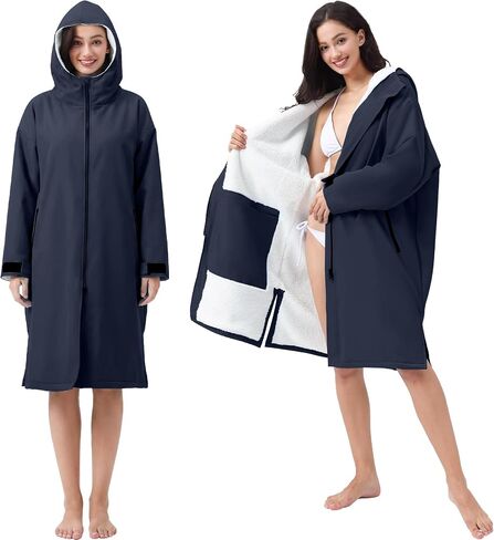 Swim Parka Women Men Windproof Sherpa-Lined Unisex Parka Quick-dry Coat Robe for Youth,Oversize Swimming Warm Jacket in Saudi Arabia