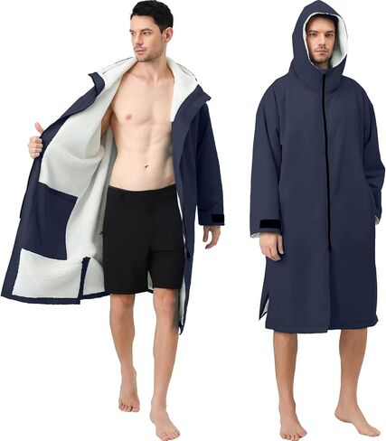 Swim Parka Women Men Windproof Sherpa-Lined Unisex Parka Quick-dry Coat Robe for Youth,Oversize Swimming Warm Jacket in Saudi Arabia