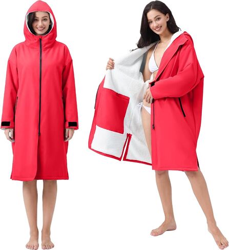 Swim Parka Women Men Windproof Sherpa-Lined Unisex Parka Quick-dry Coat Robe for Youth,Oversize Swimming Warm Jacket in Saudi Arabia