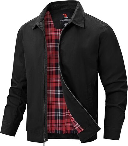 TBMPOY Men's Casual Cotton Jacket Lightweight Full Zip Canvas Lapel Jackets Business Work Windbreaker with 3 Pockets in Saudi Arabia