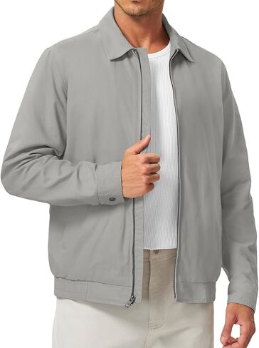 TBMPOY Men's Casual Cotton Jacket Lightweight Full Zip Canvas Lapel Jackets Business Work Windbreaker with 3 Pockets in Saudi Arabia