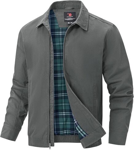 TBMPOY Men's Casual Cotton Jacket Lightweight Full Zip Canvas Lapel Jackets Business Work Windbreaker with 3 Pockets in Saudi Arabia