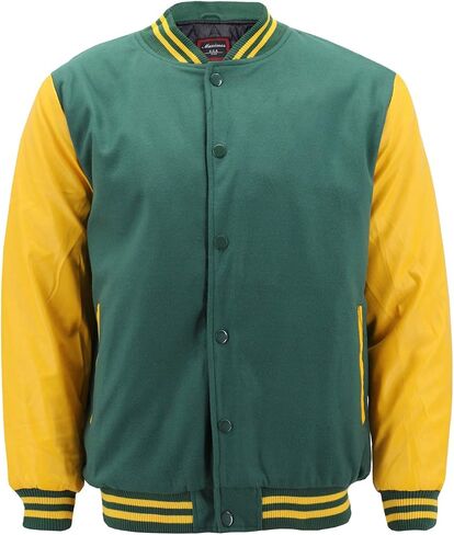 Maximos New Men's Premium Classic Snap Button Vintage Baseball Letterman Varsity Jacket in Saudi Arabia