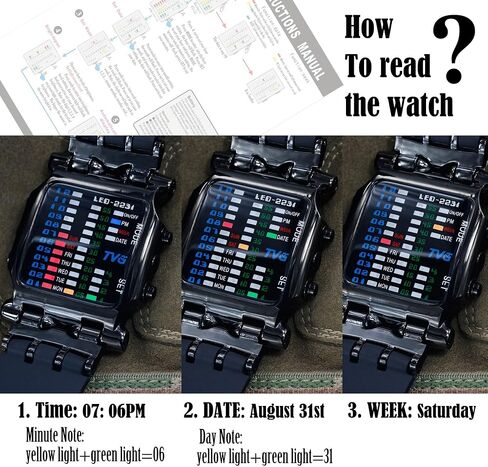 TOMORO Mens Binary Matrix Colorful LED Digital Waterproof Watch Stylish Creative Crab Shaped Wrist Watches for Big Boys in Kuwait