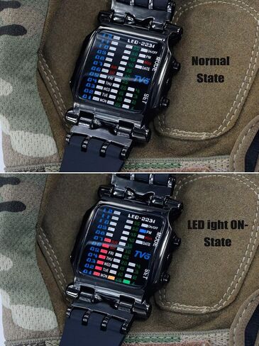 TOMORO Mens Binary Matrix Colorful LED Digital Waterproof Watch Stylish Creative Crab Shaped Wrist Watches for Big Boys in Kuwait