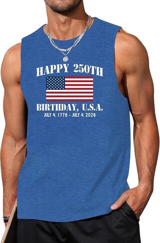 ELDPS 250 Anniversary USA Shirt Men: American Flag Tank Top 4th of July Sleeveless T-Shirt 1776-2026 Patriotic Tee in Kuwait