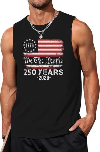 ELDPS 250 Anniversary USA Shirt Men: American Flag Tank Top 4th of July Sleeveless T-Shirt 1776-2026 Patriotic Tee in Kuwait