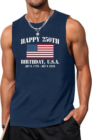 ELDPS 250 Anniversary USA Shirt Men: American Flag Tank Top 4th of July Sleeveless T-Shirt 1776-2026 Patriotic Tee in Kuwait