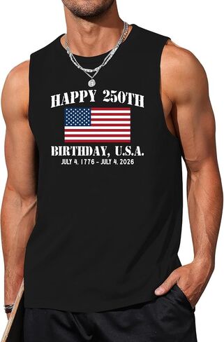 ELDPS 250 Anniversary USA Shirt Men: American Flag Tank Top 4th of July Sleeveless T-Shirt 1776-2026 Patriotic Tee in Kuwait