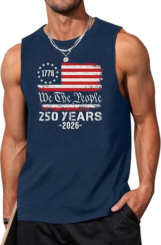 ELDPS 250 Anniversary USA Shirt Men: American Flag Tank Top 4th of July Sleeveless T-Shirt 1776-2026 Patriotic Tee in Kuwait