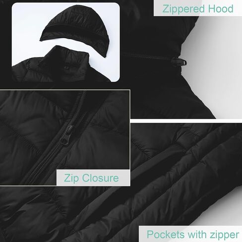 Women's Packable Puffer Jacket Ultra lightweight Puffy Coat Waterproof Ultralight Bubble Outerwear with Hood in Saudi Arabia