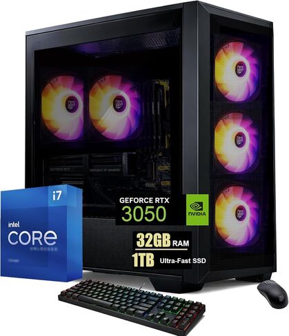 Gamer Master Gaming Desktop PC - Intel Core i7, 32GB RAM, 1TB NVMe M.2 SSD, NVIDIA GeForce RTX 3050 6GB GDDR6, WiFi 6 Ready & Windows 11 Pro in Saudi Arabia