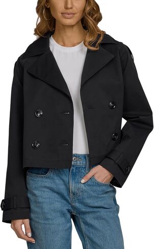 Steve Madden Women's Oversized Cropped Lapel Jacket — Relaxed Fit, Double-Breasted Spring Trench Coat in Kuwait